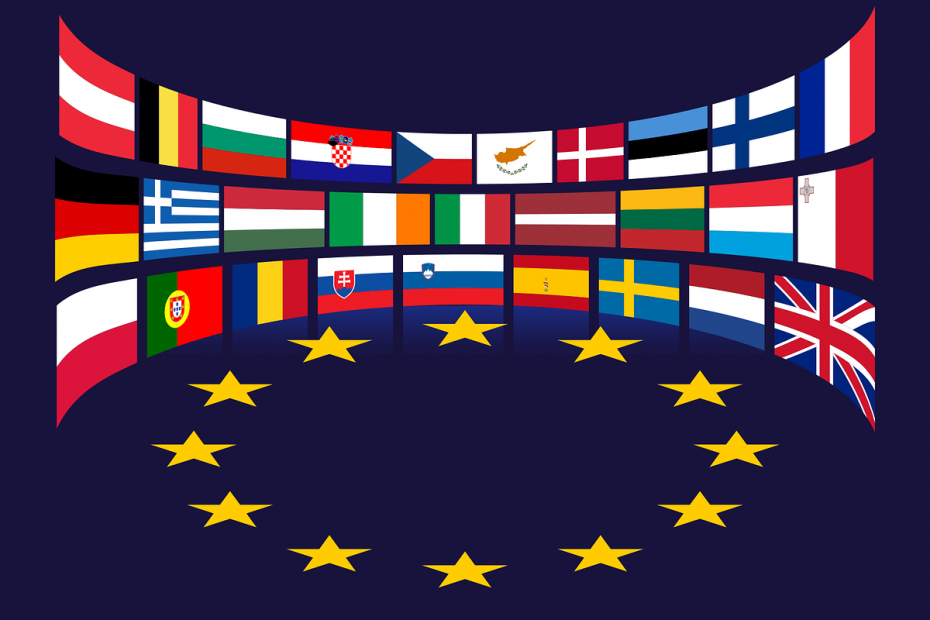 european union, flags, stars
